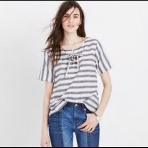 Madewell Striped Lace Up Top Size XS